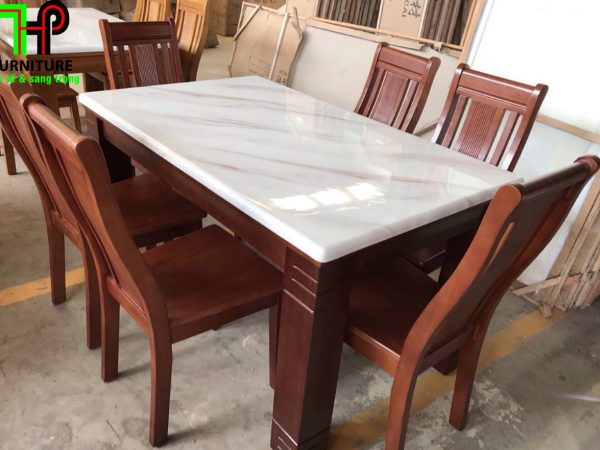 BỘ BÀN ĂN GỖ MẶT ĐÁ