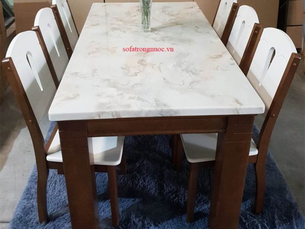 Bộ bàn ăn mặt đá 6 ghế