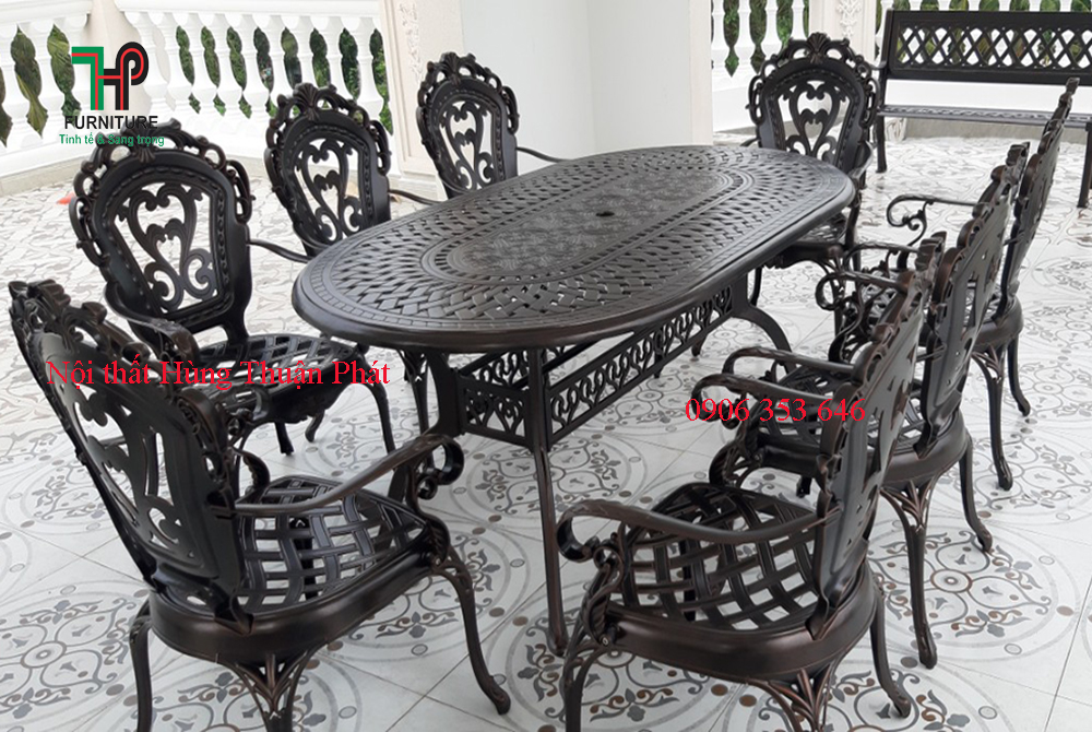 bàn ghế nhôm đúc ngoài trời1