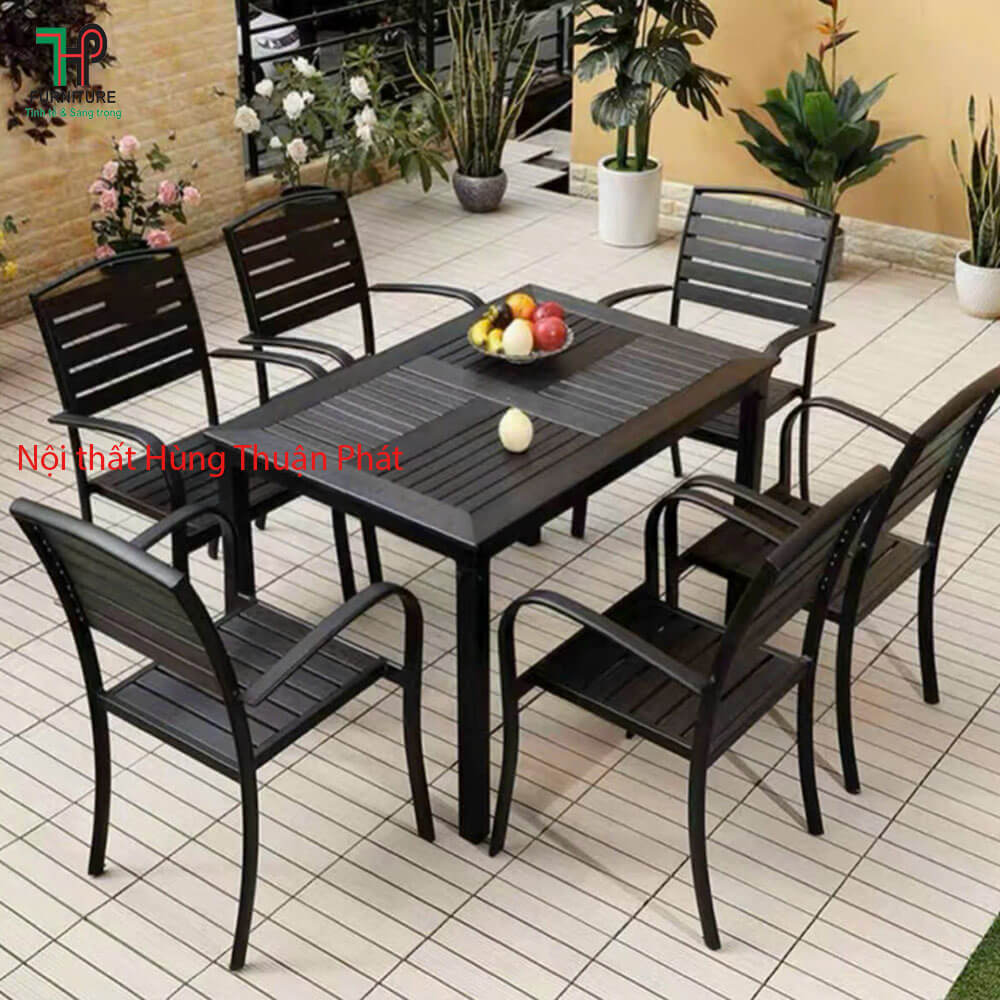 Bàn nhôm đúc giả gỗ
