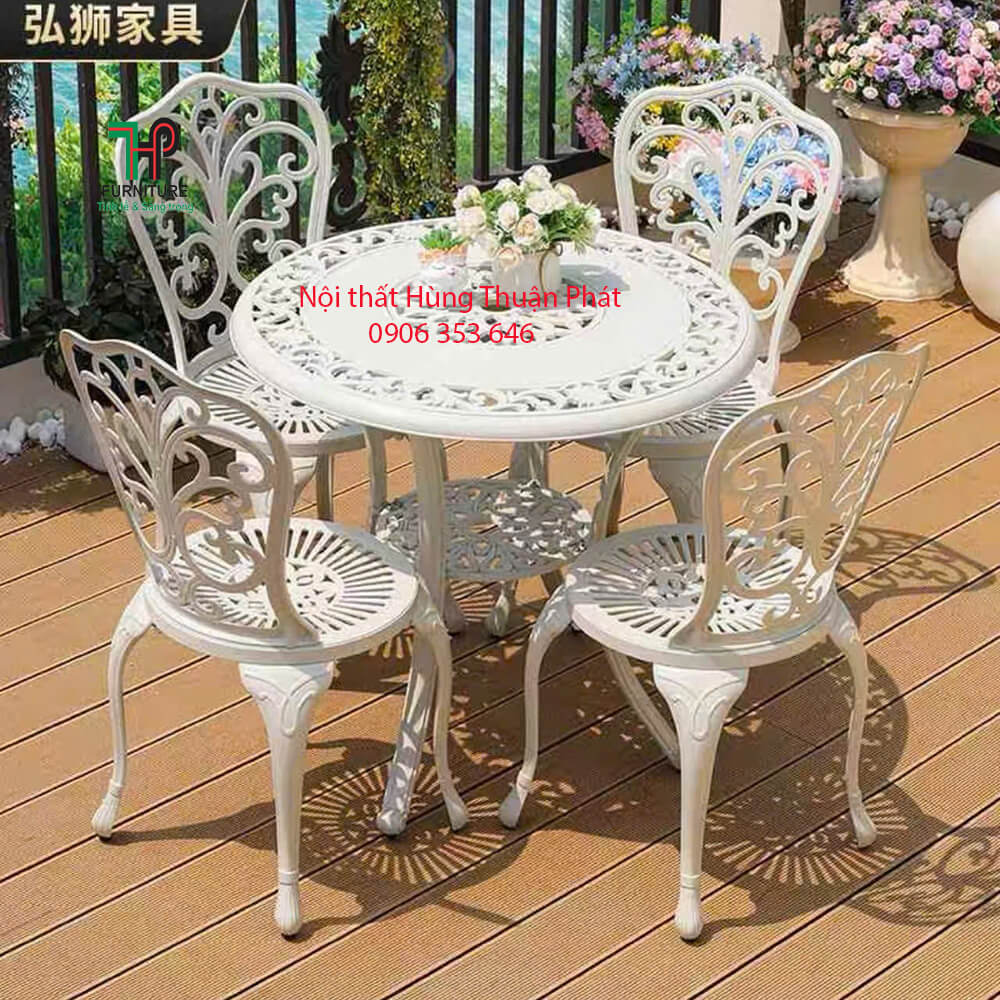 bàn ghế ngoài trời nhôm đúc
